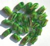 25 15mm Green and White Marble Fish Beads